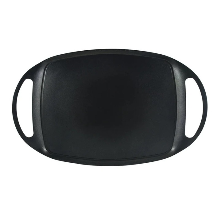 Plita cu manere, din teflon, compatibila cu plitele cu inductie, electrice sau cu gaz, 36.9x24.6x4 cm, negru