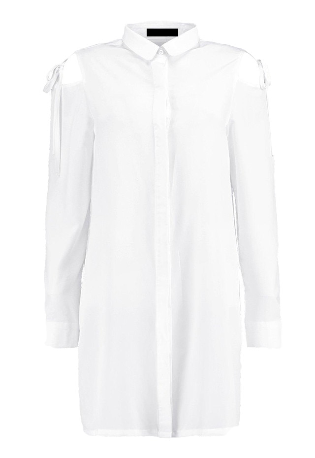 Rochie tip camasa Le charm, Alb, Alb