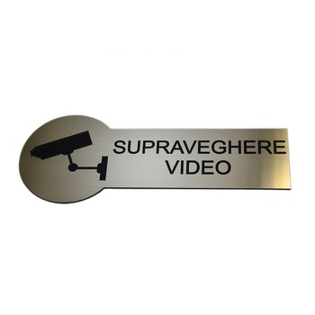 Placuta indicatoare Supraveghere Video (auriu/negru) Placuta indicatoare Supraveghere Video (auriu/negru)
