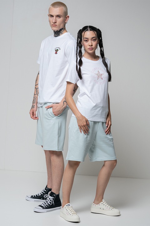 Converse, Pantaloni sport scurti unisex din amestec de bumbac, Albastru glaciar, 2XL