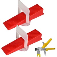 Set 500 buc clipsuri pentru rost 2 mm, Pene reutilizabile 100 buc, Cleste metalic pentru sistem de nivelare a gresiei