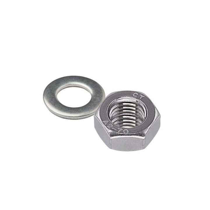 Piulite hexagonale cu saibe, set 2 x 20 bucati, M5, pentru suruburi, Argintiu