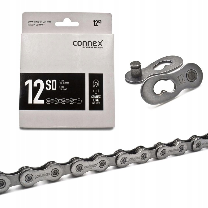 Велосипедна верига Connex 12S0, 12 скорости, 5.3 мм, 1/2" x 11/128", 126 звена, сребриста