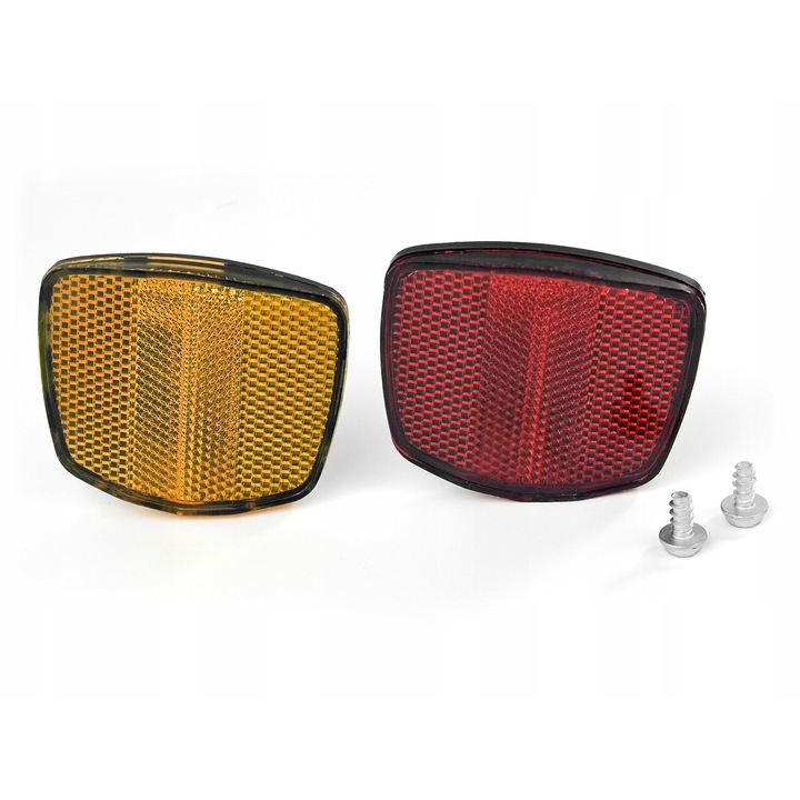 Set Reflector bicicleta, TF-115, rosu/galben, 70x60mm, 2 bucati