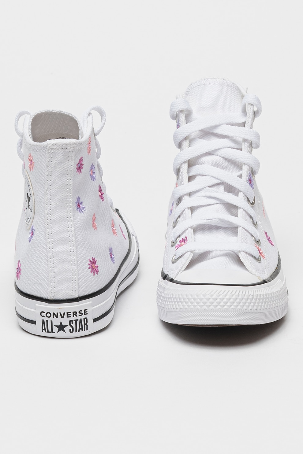 Converse, Pantofi sport cu flori Chuck Taylor, Alb, Roz, 37.5 EU