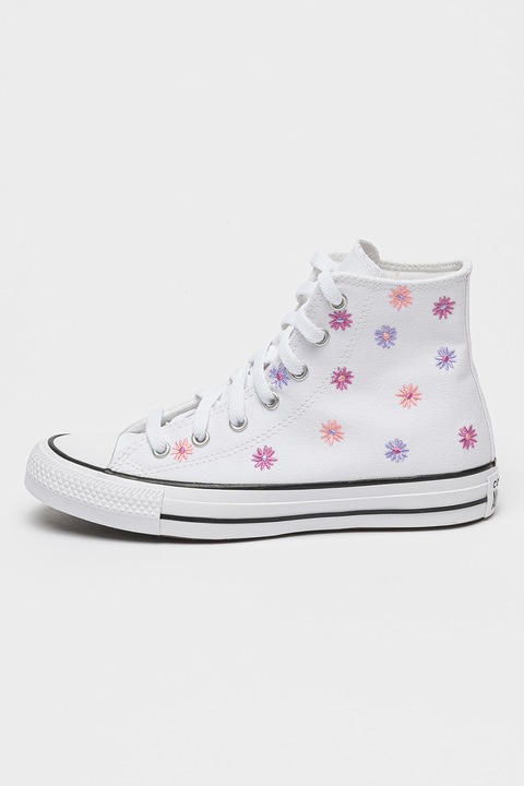 Converse, Pantofi sport cu flori Chuck Taylor, Alb/Roz