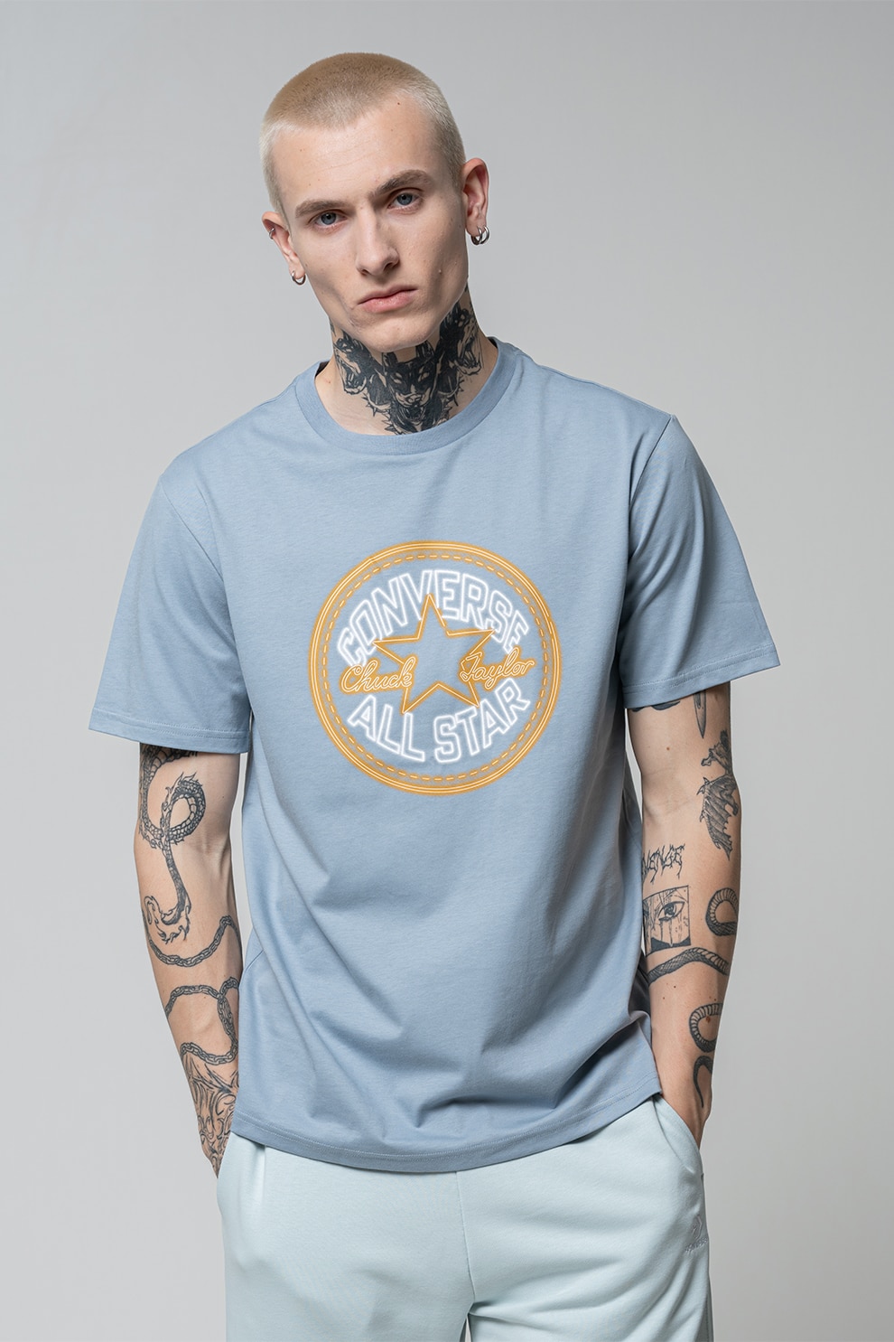 Converse, Tricou cu imprimeu logo Neon Sign All Star, Albastru