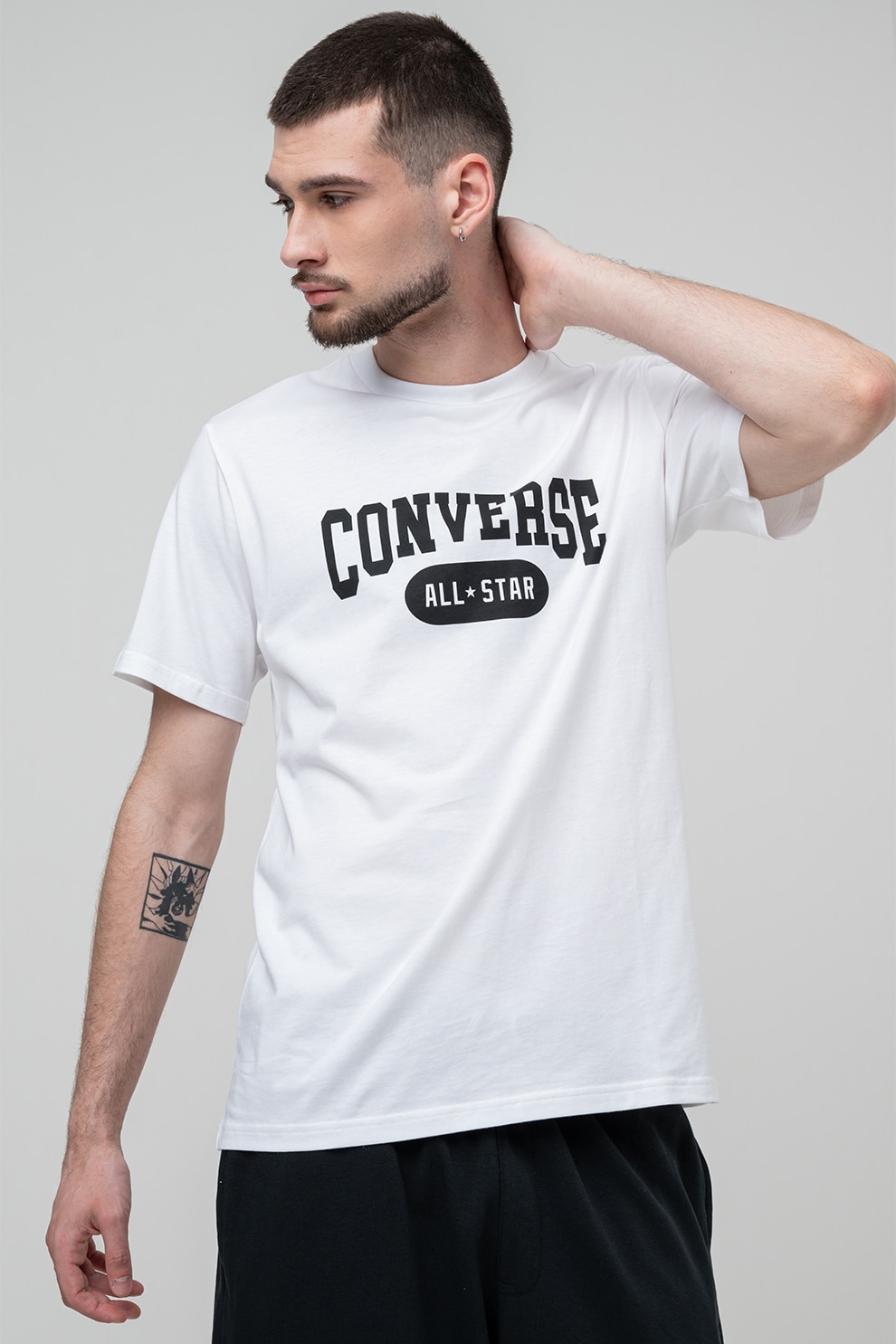 Converse, Tricou cu imprimeu pe piept Retro, Alb, M