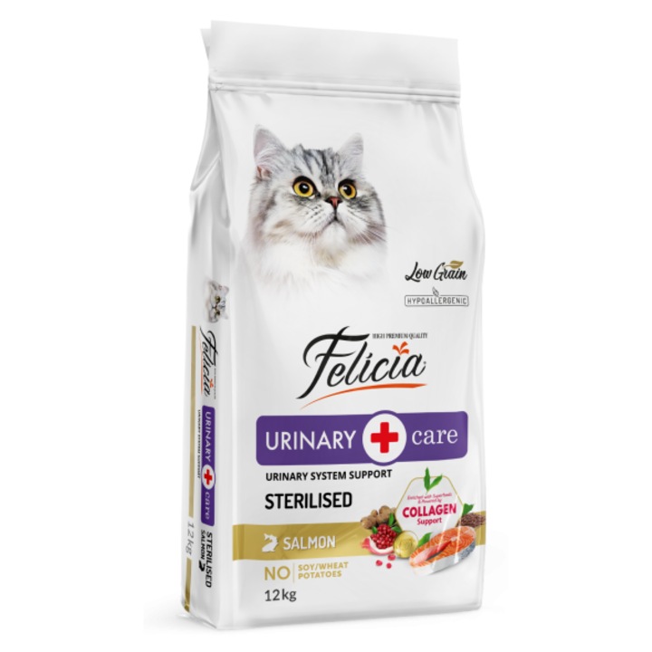 Hrana uscata pisici sterilizate, urinary care, FELICIA, cu somon, 12kg