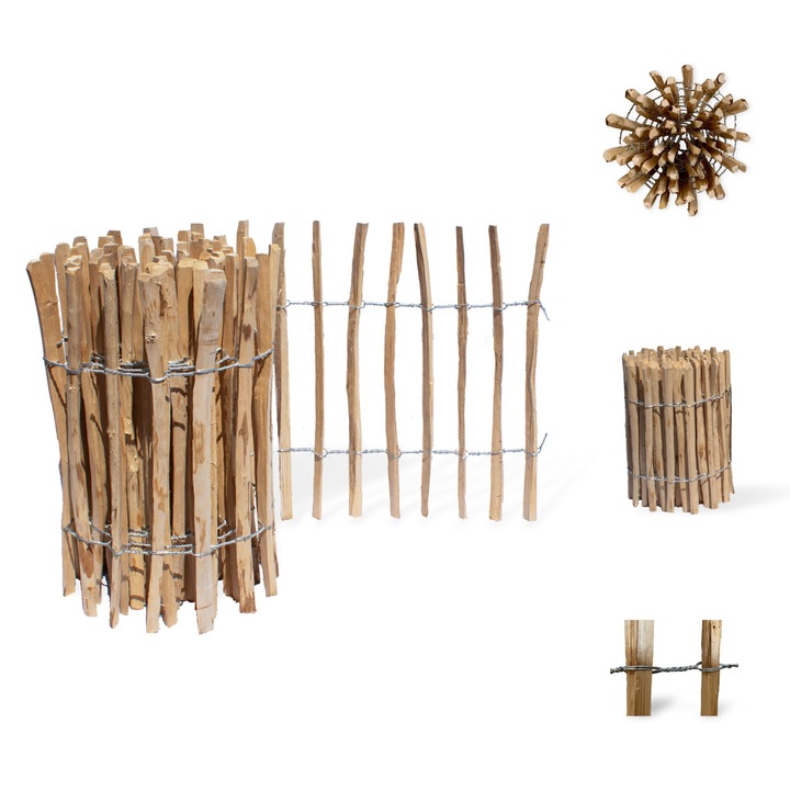 Gard din lemn de alun, 1 m, 60 cm, Natural