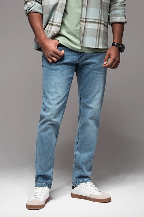 OMBRE, Blugi cu talie medie, Albastru deschis