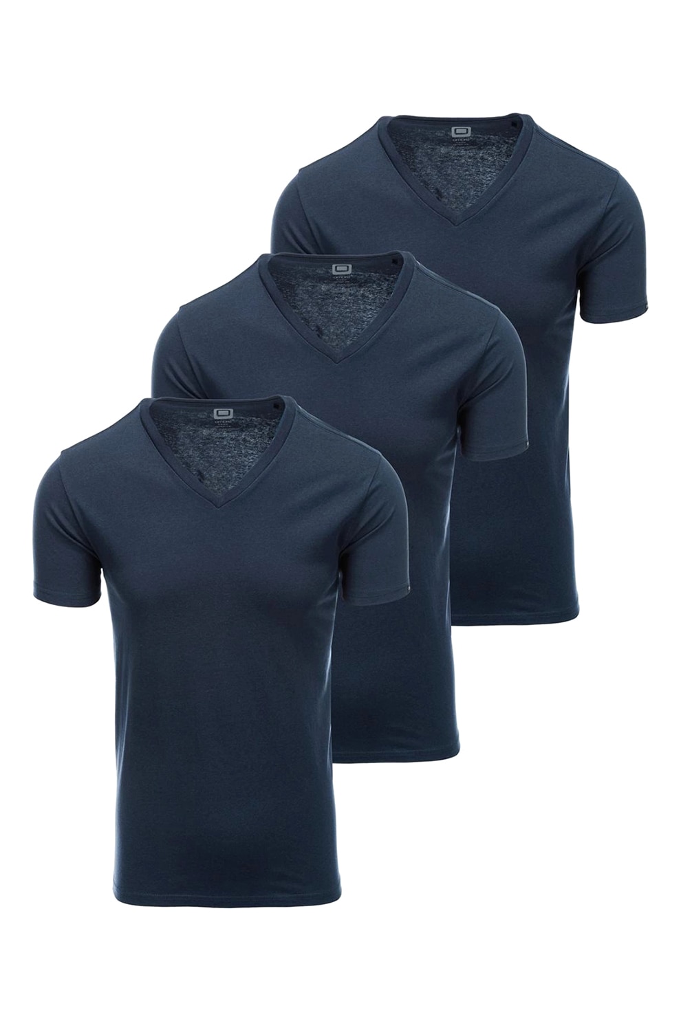 OMBRE, Set de tricouri uni de bumbac - 3 piese, Bleumarin, S