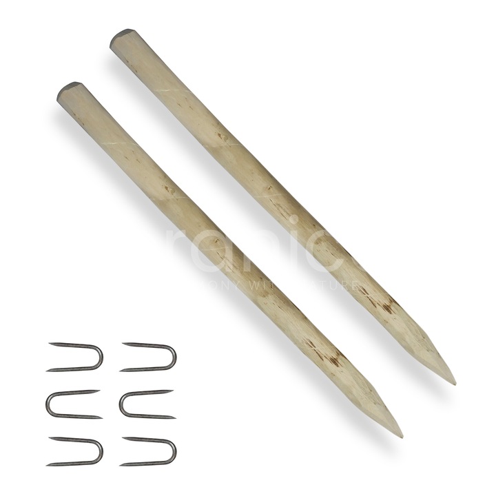 Stalp de gradina din lemn de alun, Floranica, 120 cm, 6-8 cm diametru, set 2 bucati