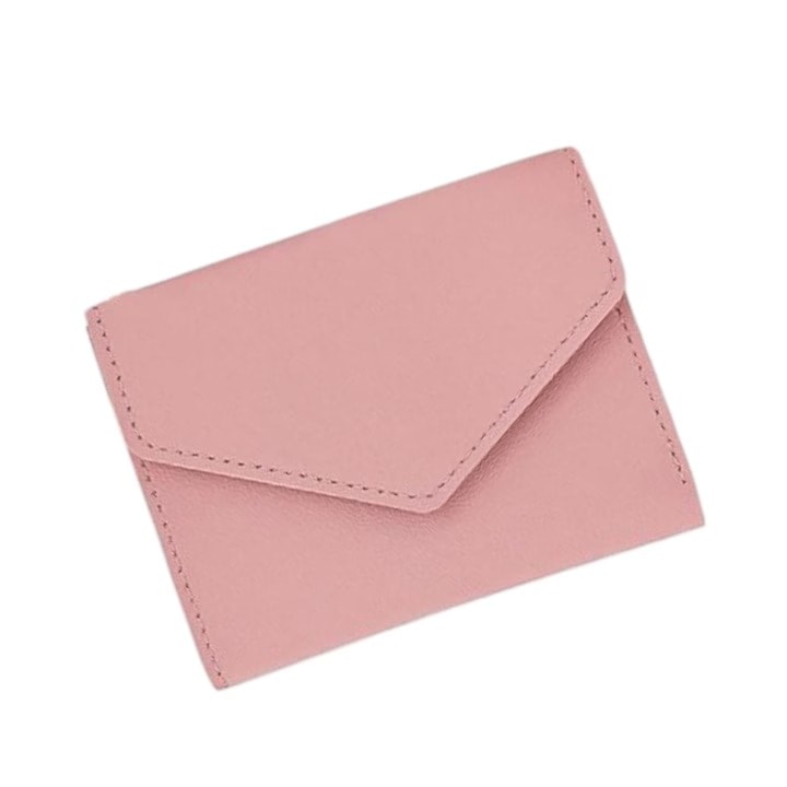 Portofel mini tip plic, minimalist si compact, pentru femei, piele PU, elegant si practic - Roz