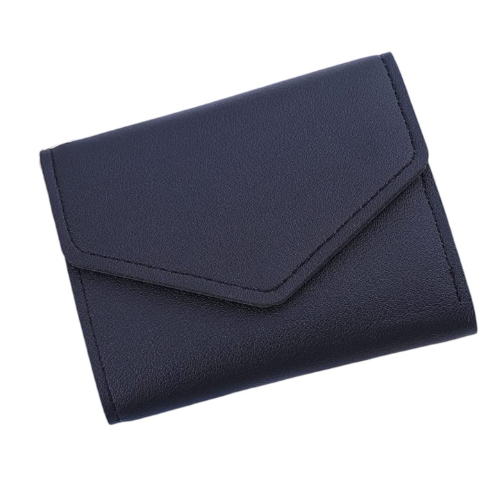 Минималистичен и компактен мини портфейл плик за жени, PU кожа, елегантен и практичен - черен