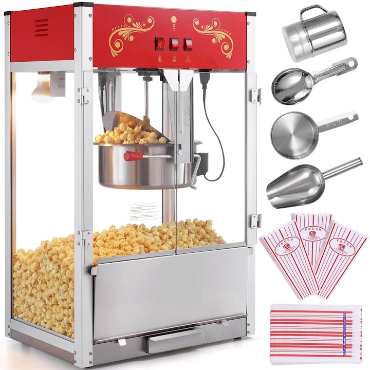 Masina automata Popcorn Cinema Profesional, putere 1615 W, Rosu, 566x392x862 mm