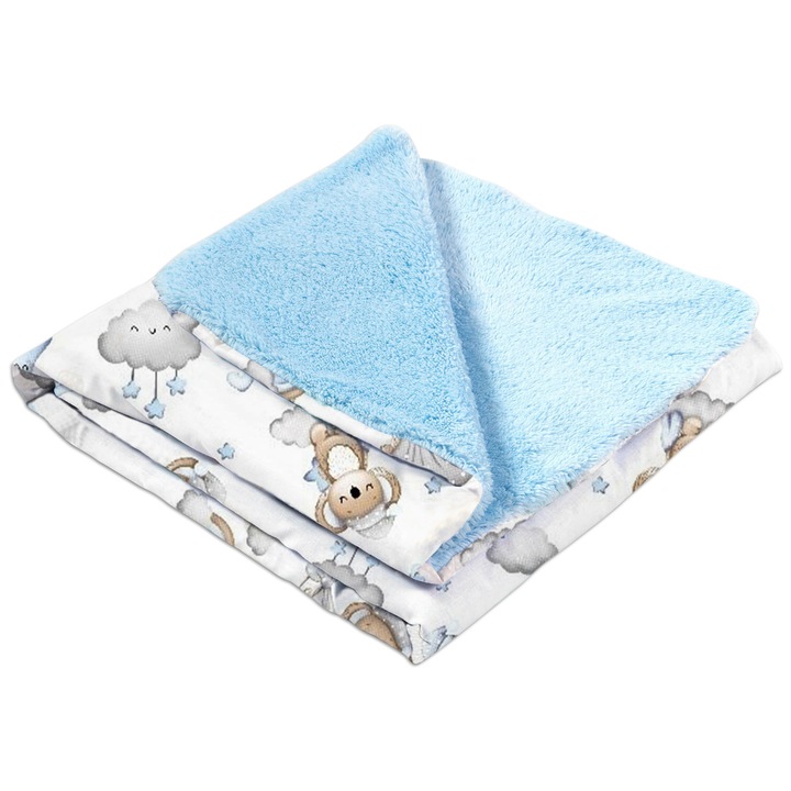 Одеяло с две страни 100x78 см Kidizi® Fluffy Koala Dreams Blue, Пухкаво, Двойно