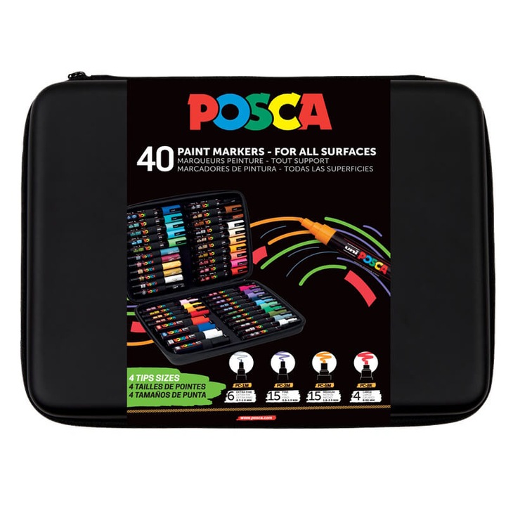 Комплект от 40 маркера Posca в папка с цип