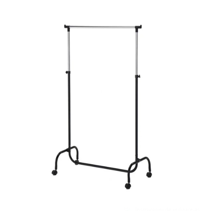 Мобилна закачалка за дрехи, метал, на колела, модерен и практичен дизайн, регулируема, черна, 82,5x43x170 см