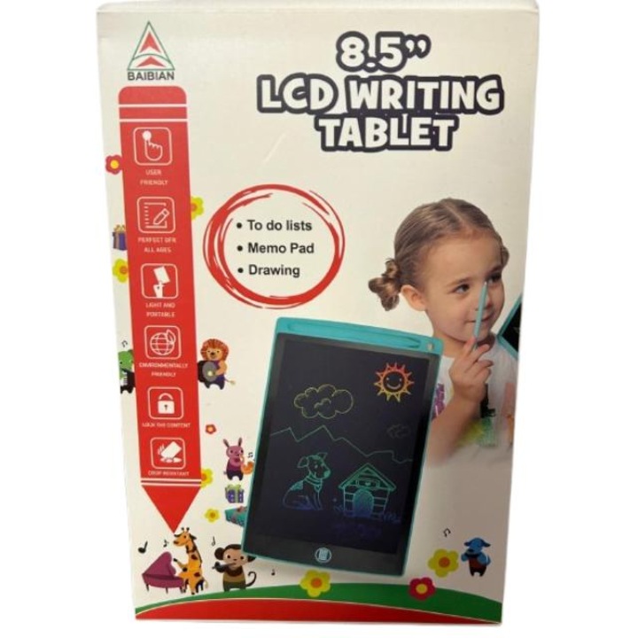 Tableta de jucarie cu pix si buton de stergere, ecran 8.5 inch, ideala pentru scris si desen, multicolor