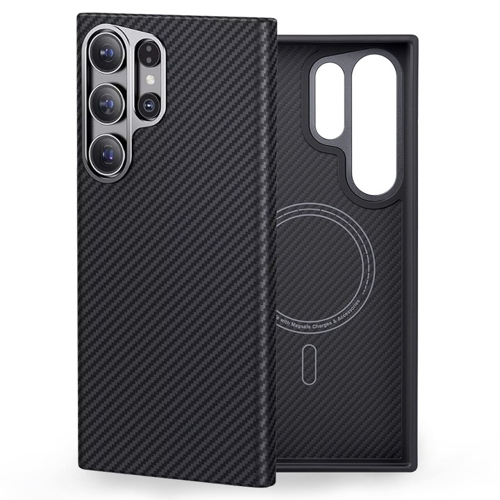 Husa pentru Samsung Galaxy S23 Ultra, L55, Fibra de Kevlar, Black