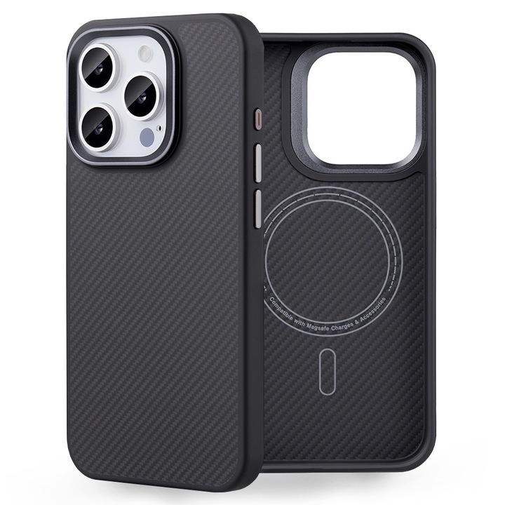 Кейс за iPhone 15 Pro, L60, Kevlar Fiber, Черен