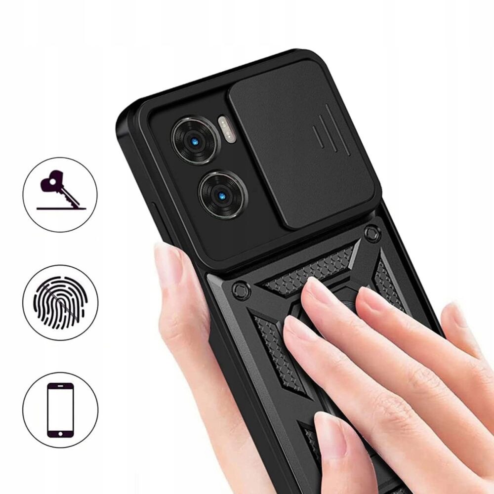 Husa pentru Poco X7 Pro Ring Armor Kickstand Tough Rugged Cover cu protectie camera Negru