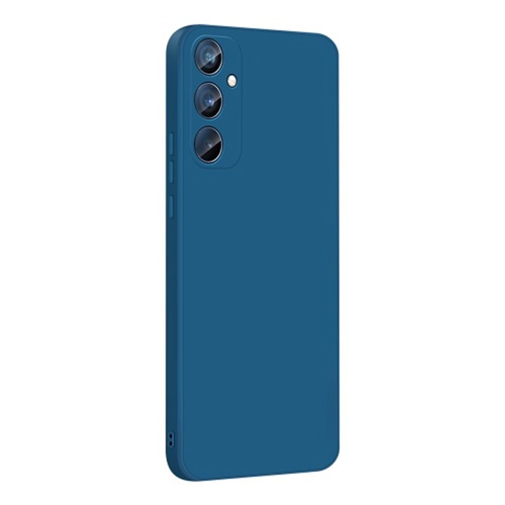 Husa Matte din Silicon pentru Samsung Galaxy S25, OPTIM SOLUTION, Protectie Camera, Soft Liquid TPU, SlimFit, Official & Core Design, Lightweight, Margini Inaltate, Albastru