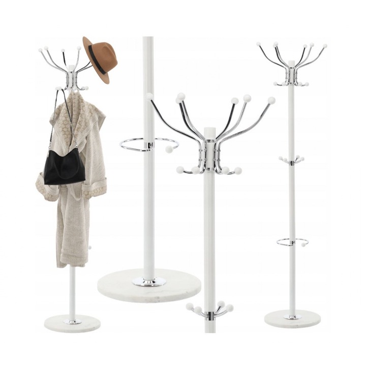 Suport haine metalic Ramiz alb 178 cm