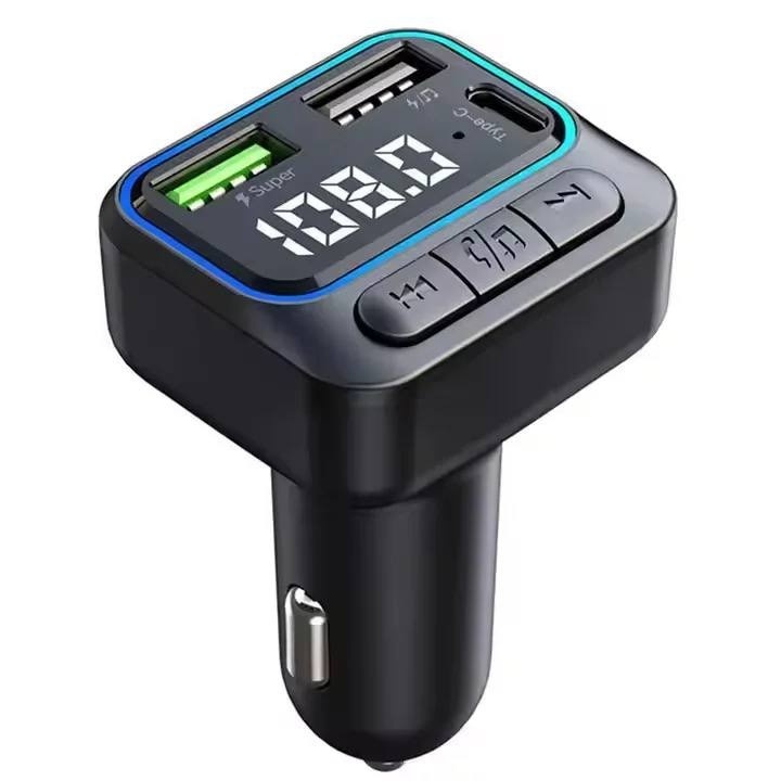 Модулатор на зарядно устройство Smartix, Bluetooth, 3 кабела iOS, Android Type-C, BT 5.0, черен