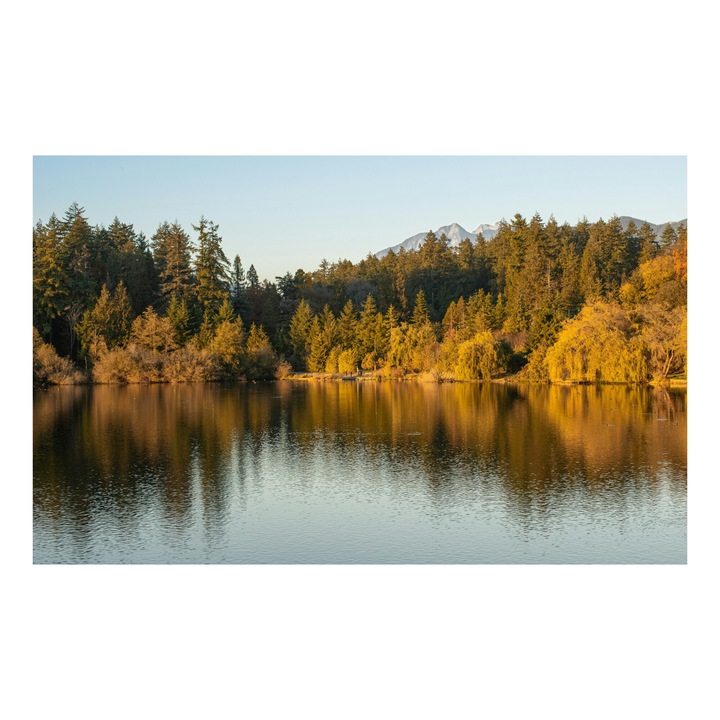 Картина на платно, "Златни отражения в спокойния залез", 39x26 см