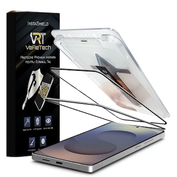 Folie de Protectie Clear, InstaShield by VeReTech pentru Samsung Galaxy S25 Ultra, cu Kit de Aplicare Instanta si Functie Automata de Indepartare a Prafului, din Sticla Securizata 9H+, Claritate Super HD, Tratament Electronic Oleofobic si Anti Amprente