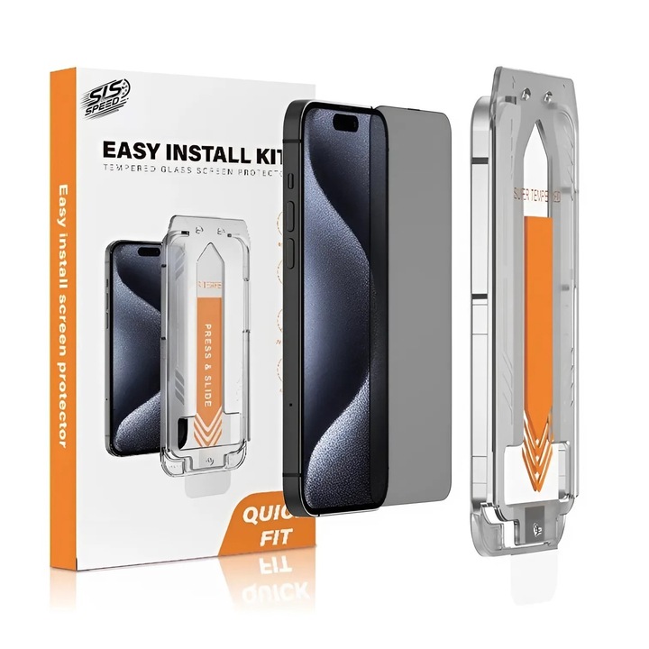 Комплект от 2 протектора за екран за iPhone 14 ProMax Privacy без черни рамки, закалено стъкло, Ez Fit, лесен монтаж с EASYAPP за отстраняване на прах, SLSpeed, защита от надраскване, защита от пръстови отпечатъци, защита от експлозия, защита от удари