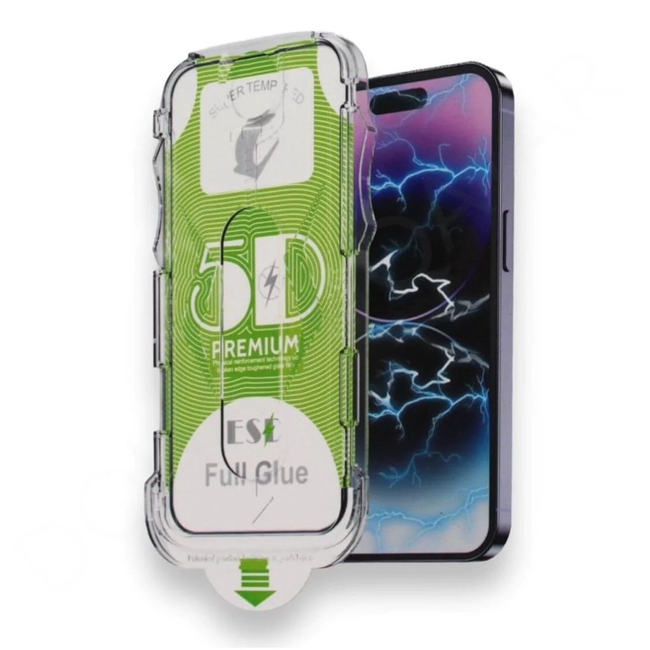 5D, 9H edzett üvegfólia, Apple Iphone 14 Plus / 13 Pro Max készülékkel kompatibilis, rögzítőkészlet mellékelve, Magic Glass ESD