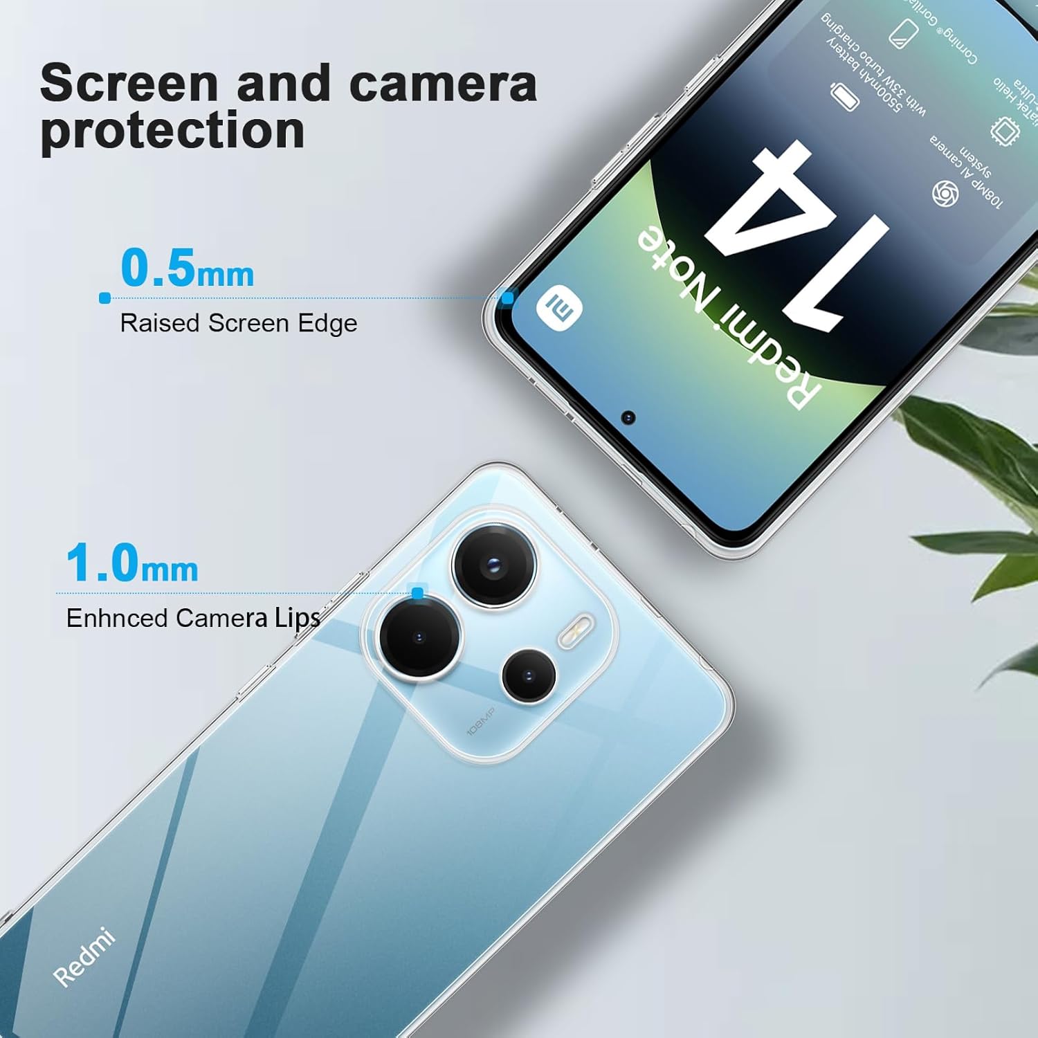 Husa pentru Xiaomi Redmi Note 14 4G Anti-Shock 1.5mm cu protectie lentile Transparent