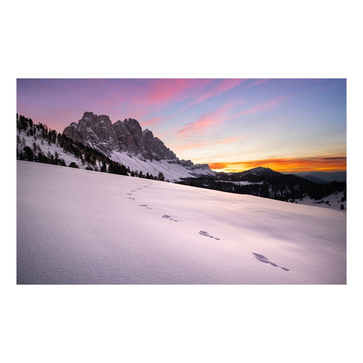 Vászonfestmény, "Magányos lábnyomok a téli hajnalban", 150x100cm