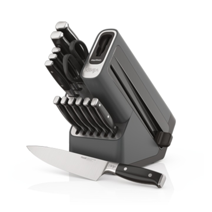 Set 14 cutite, Ninja, Foodi StaySharp K32014, sistem integrat de ascutire, Negru