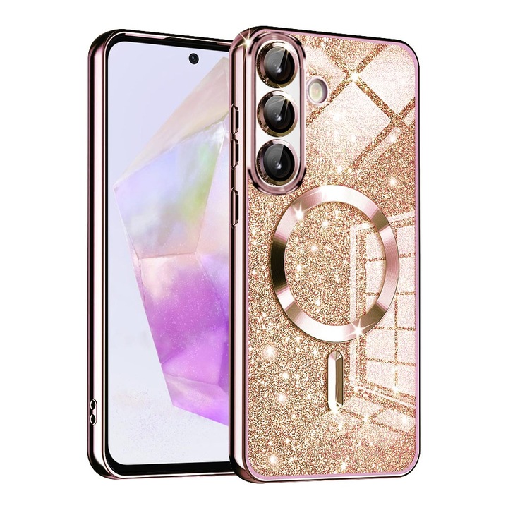 Husa pentru Samsung Galaxy A36 5G / A56 5G - Techsuit Luxury Glitter MagSafe - Rose Gold