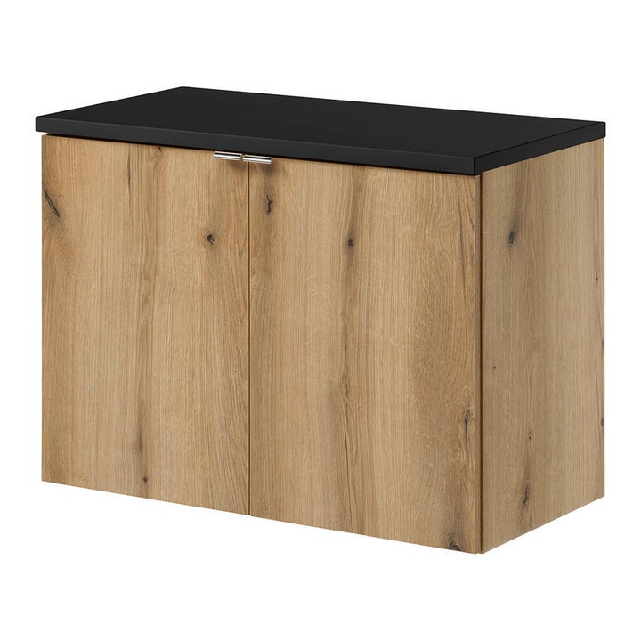 Set dulap baie sub chiuveta, en.casa, 56-OAK 46 Newport, 80, 4x59, 5x40cm, pal, mdf, efect lemn stejar/negru