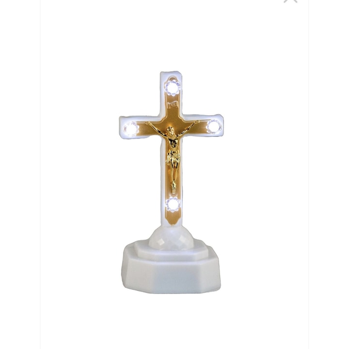 Candela decorativa Led, tip Cruce, inaltime 16 cm, baterii incluse