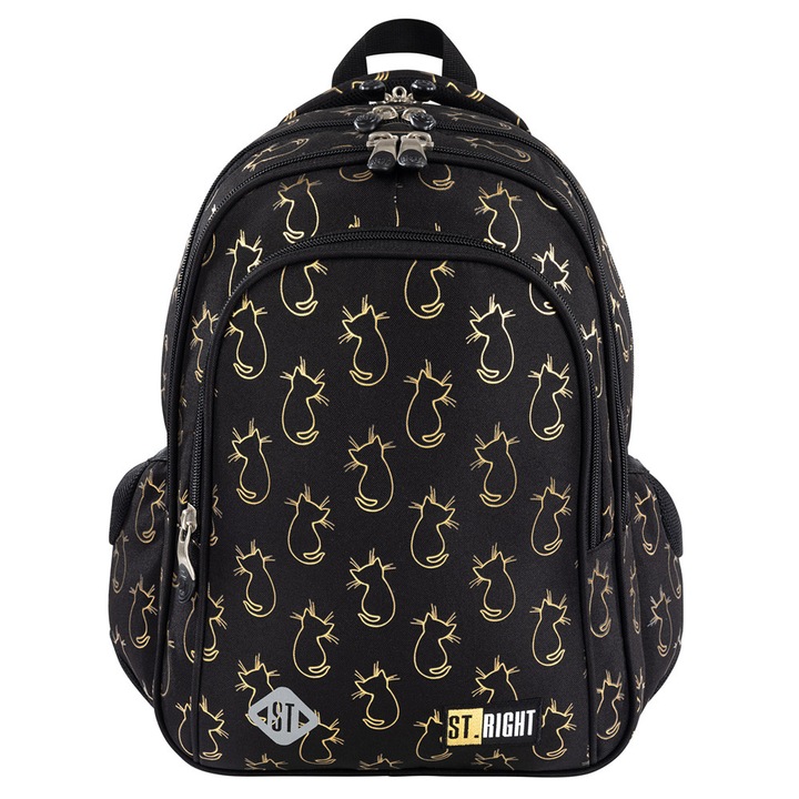 Ghiozdan clasele I-IV, 4 compartimente, Majewski, Gama St. Right, Colectia Golden Cats 2025, BP-58