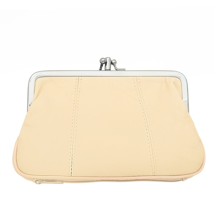 Portofel dama Kaletnik, piele naturala, 2 compartimente, bej