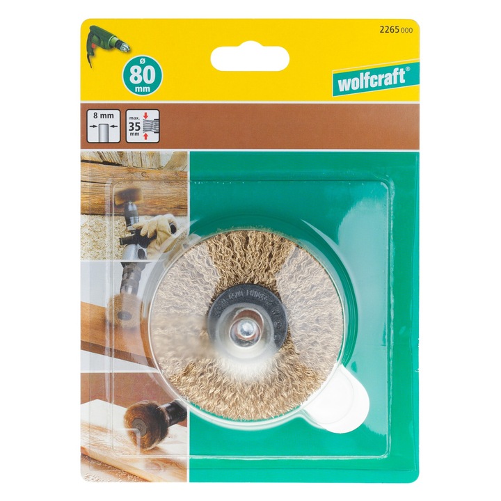 Perie pentru imbatranirea si structura lemnului, 80x40mm, Wolfcraft, 8mm