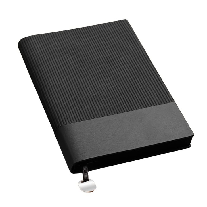Agenda piele, coperta piele flexibila, nedatata, A5, culoare neagra