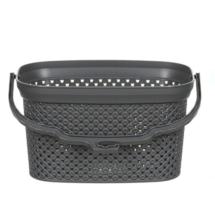 Cos Plastic Diamond, Gri, Capacitate 2.8L, 21.5x15x12.5 cm, Suport Carlige Rufe