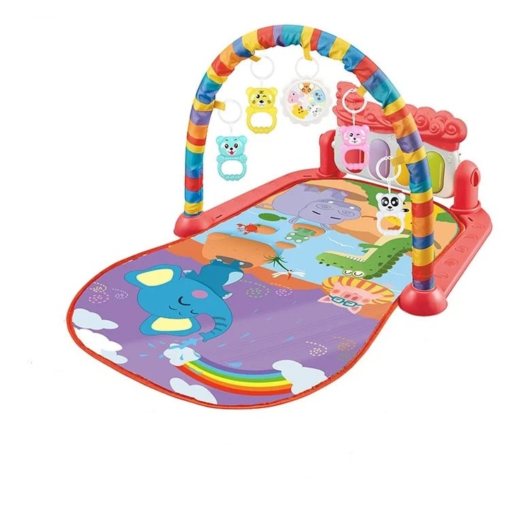 Salteluta cu activitati pentru bebelusi, 5 jucarii interactive, Pian muzical 0 luni +, Rosie, Joynix