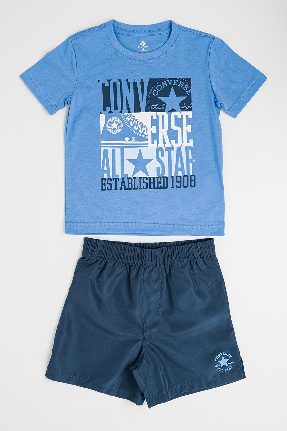 Converse, Set de imbracaminte cu imprimeu logo - 2 piese, Bleumarin, 92-98 CM