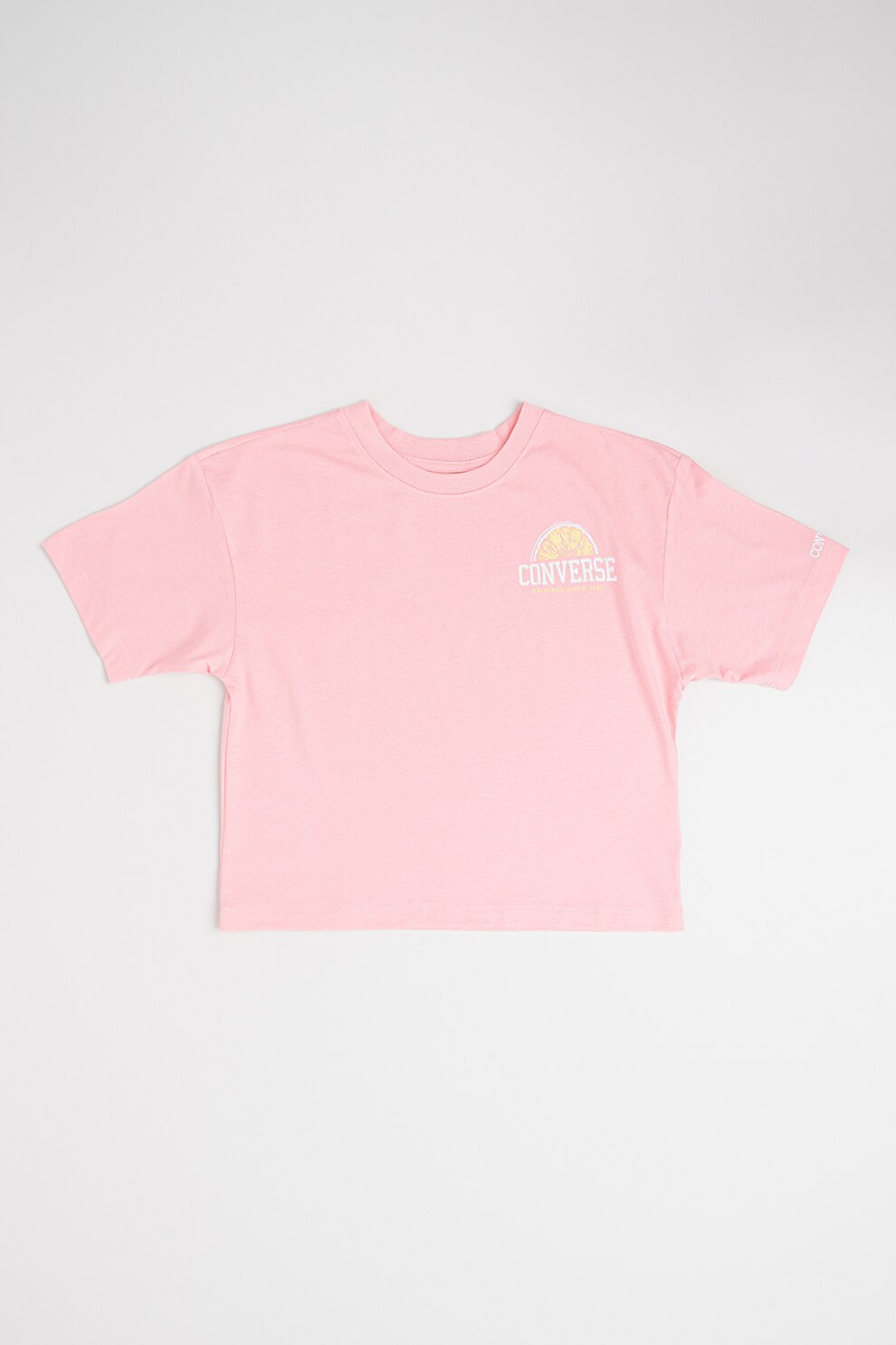 Converse, Tricou din amestec de bumbac cu logo, Alb, Roz, 155-159 CM