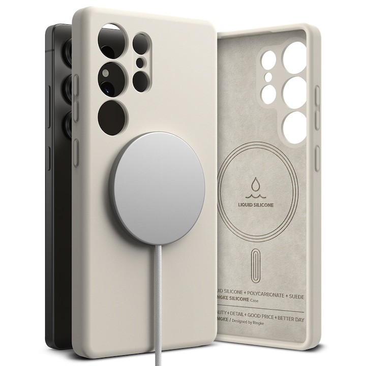 Husa pentru Samsung Galaxy S25 Ultra Ringke - Silicone Magnetic MagSafe - Crem