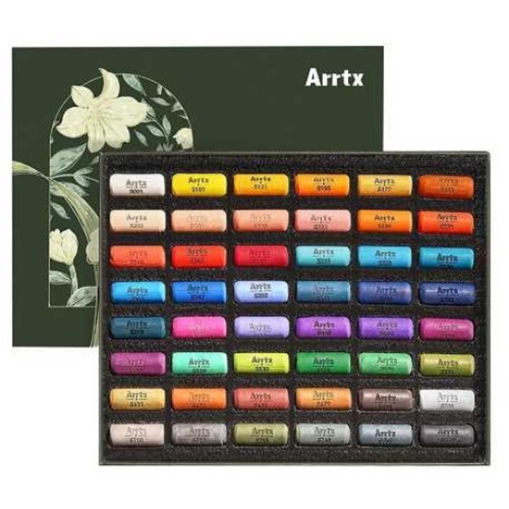 Set de pasteluri uscate Arrtx, 48 culori, crem, non-toxic